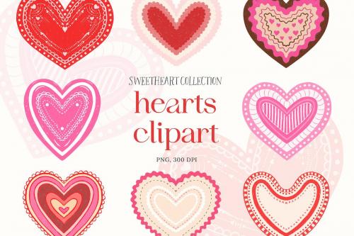 Hearts Valentines Day Romantic Vintage Clipart