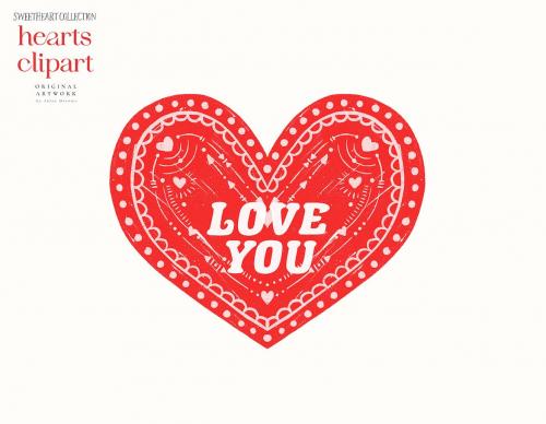 Hearts Valentines Day Romantic Vintage Clipart