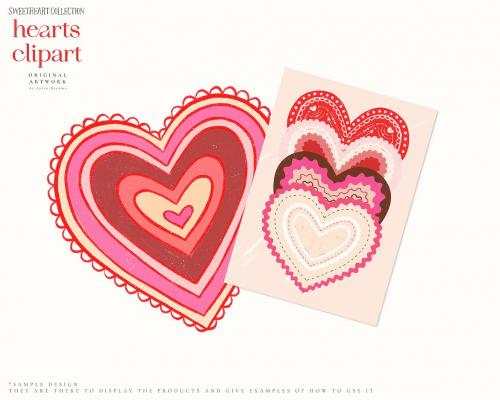 Hearts Valentines Day Romantic Vintage Clipart