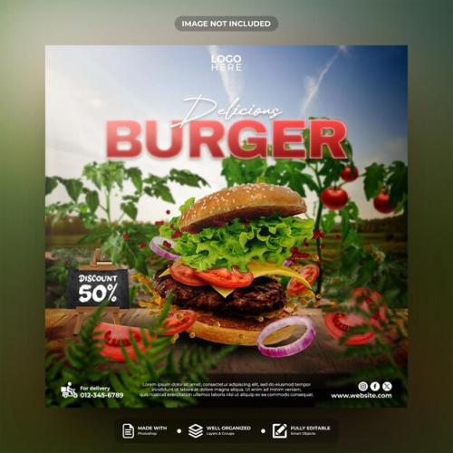 Delicious Burger Social Media Post Template