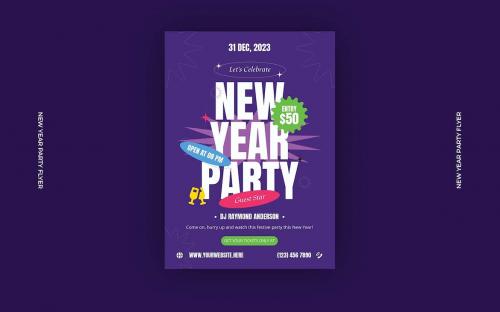 Dark Purple Colorful New Year Party Set