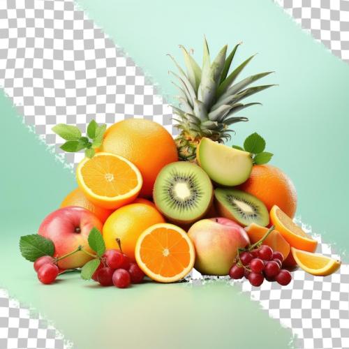 Assorted Fruit On Transparent Background Surface