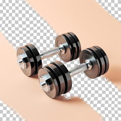 Two Black Dumbbells On Transparent Background Fitness Concept