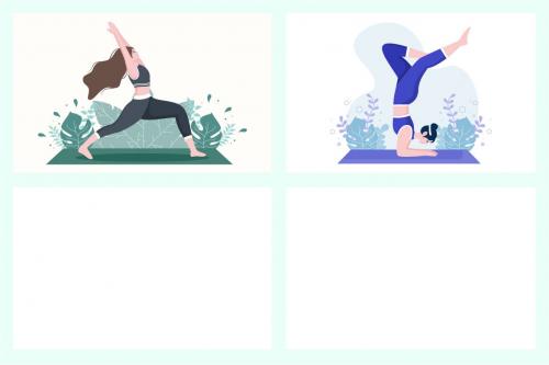 Deeezy - 18 Yoga or Meditation Flat Design Vector Illustration