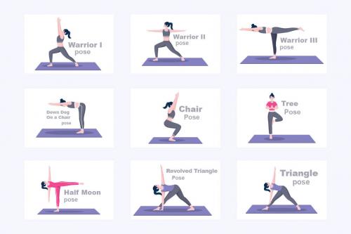 Deeezy - 30 Yoga Poses and Fitness Exercises Illustration