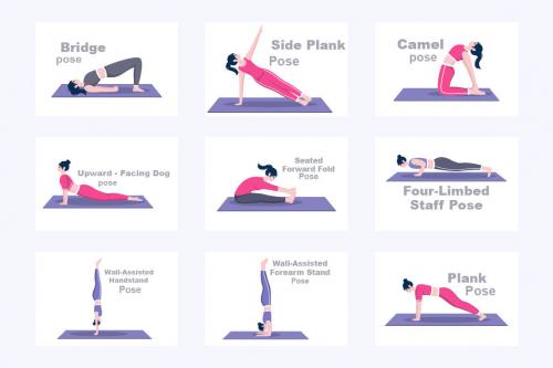 Deeezy - 30 Yoga Poses and Fitness Exercises Illustration