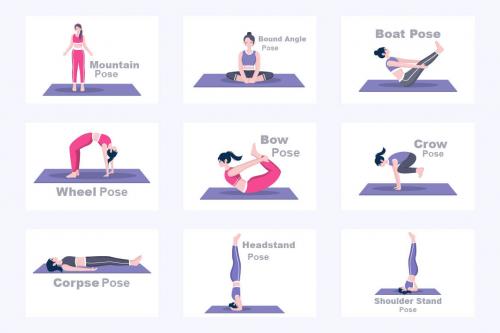 Deeezy - 30 Yoga Poses and Fitness Exercises Illustration