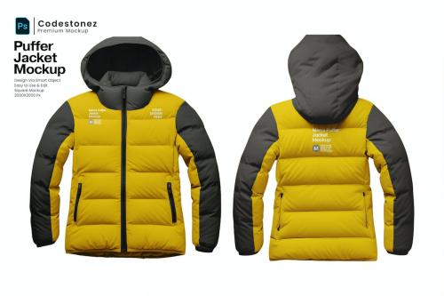 Men's Puffer Jacket Waterproof Mockup