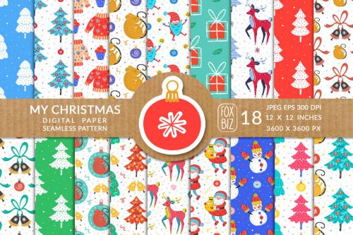 Deeezy - Christmas seamless patterns, digital paper