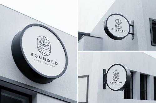 Round Wall Mounted Sign Mockups