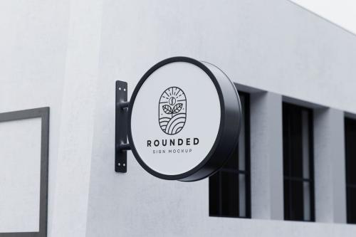 Round Wall Mounted Sign Mockups