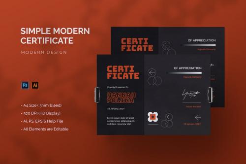 Simple Modern - Certificate Template