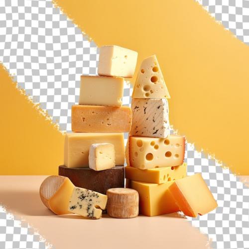 Various Types Of Cheese On Transparent Background
