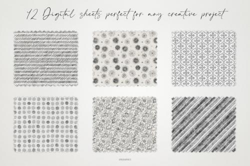 Deeezy - Pencil Textured Drawings Digital Papers