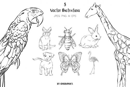 Deeezy - Hand Drawn Animals FREE Vector Illustrations