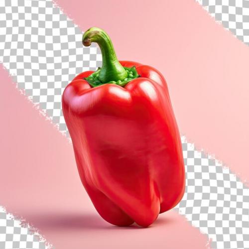 A Red Pepper With A Green Stem On It