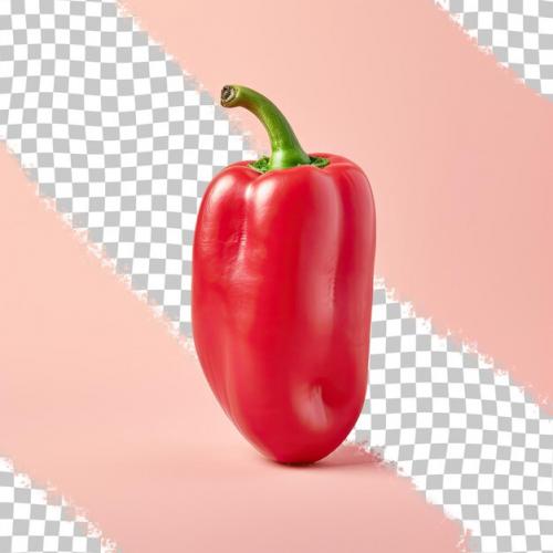 A Red Pepper With A Green Stem On It