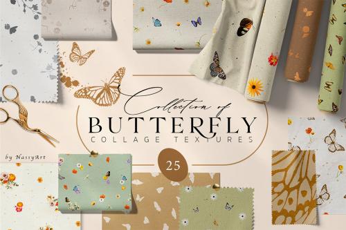 Deeezy - Butterfly Collage Paper Textures