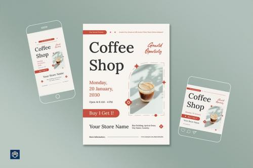 Grand Opening Coffee Shop Flyer Set 003