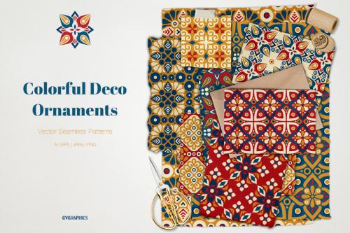 Deeezy - Colorful Deco Ornaments Vector Seamless Patterns