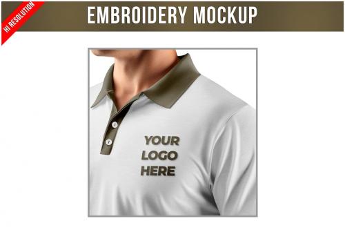 Embroidery on Polo t-shirt Mockup