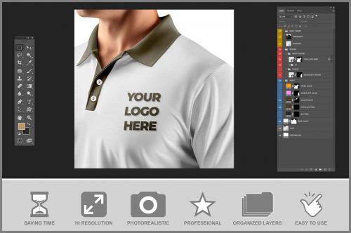 Embroidery on Polo t-shirt Mockup