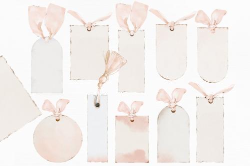 Watercolor blush tender tags, cute pink tags.