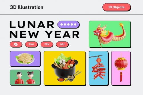 Lunar New Year V.1 - 3D Icon Set