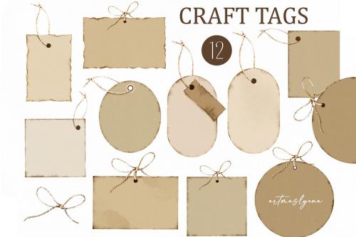 Watercolor craft tags, decoration gift cards