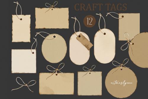 Watercolor craft tags, decoration gift cards