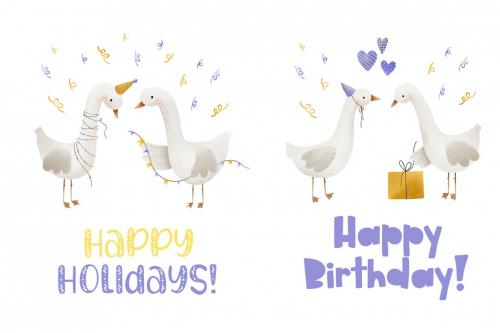 Happy Birthday cute Animals. Celebration PNG