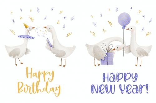 Happy Birthday cute Animals. Celebration PNG