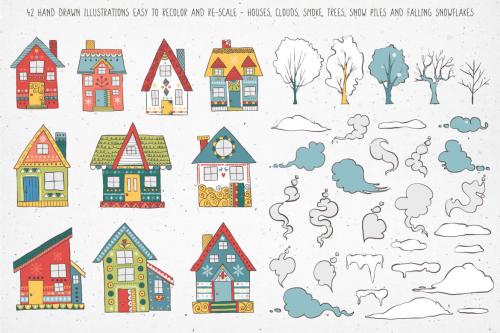 Deeezy - Cozy Winter Houses Vector Illustrations