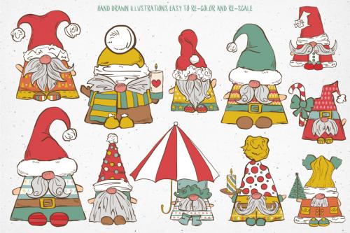 Deeezy - Cute Christmas Gnomes Vector Illustrations