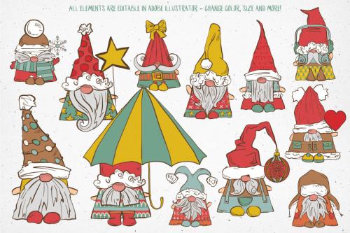 Deeezy - Cute Christmas Gnomes Vector Illustrations