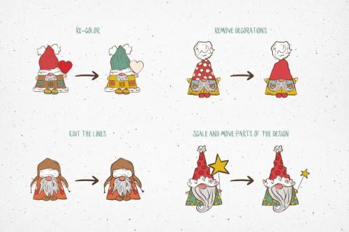 Deeezy - Cute Christmas Gnomes Vector Illustrations