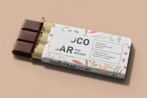 Deeezy - Chocolate Candy Bar Packaging (120g) Mockup - Opened