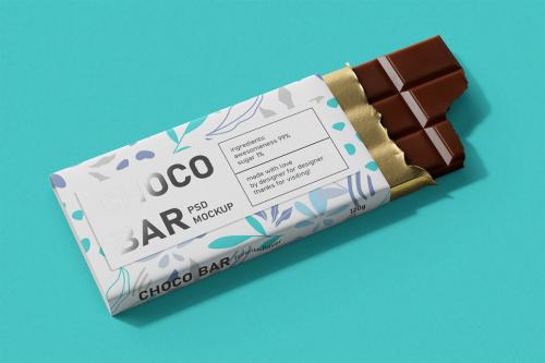 Deeezy - Chocolate Candy Bar Packaging (120g) Mockup - Opened