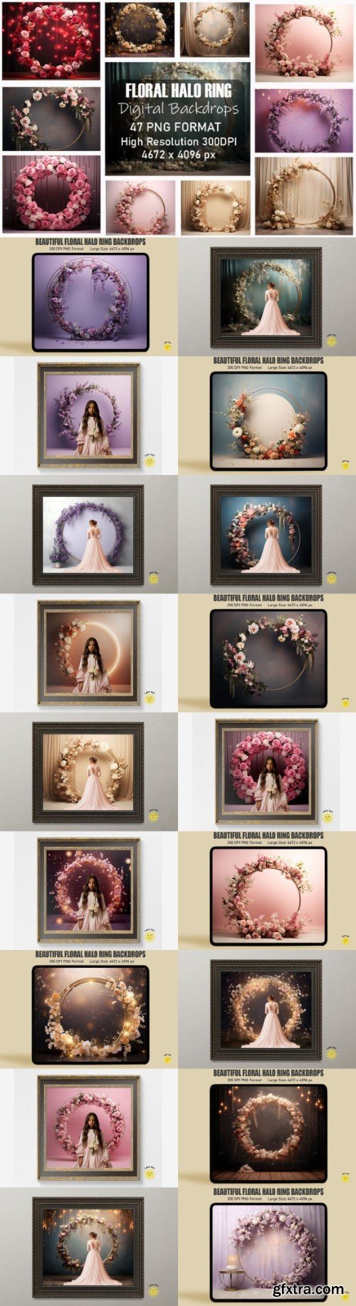 Beautiful Floral Halo Ring Backdrops