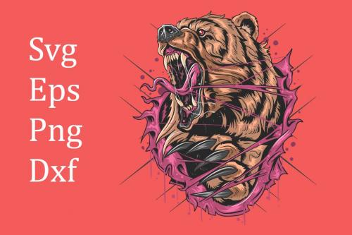 Deeezy - Bear grizzly angry eps svg png t shirt design