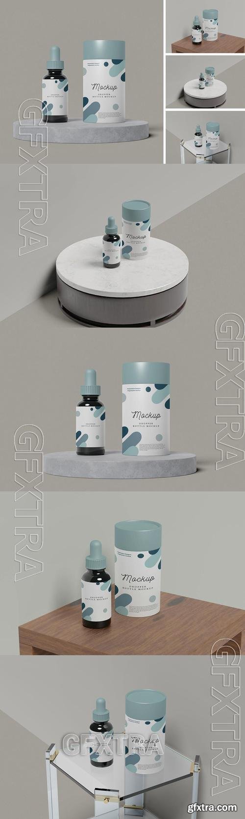 Dropper Bottle with Cylindrical Box Mockup C3UDSKV