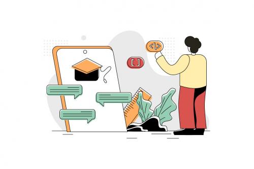Deeezy - Flat Illustration Vector Graphic of Education Online
