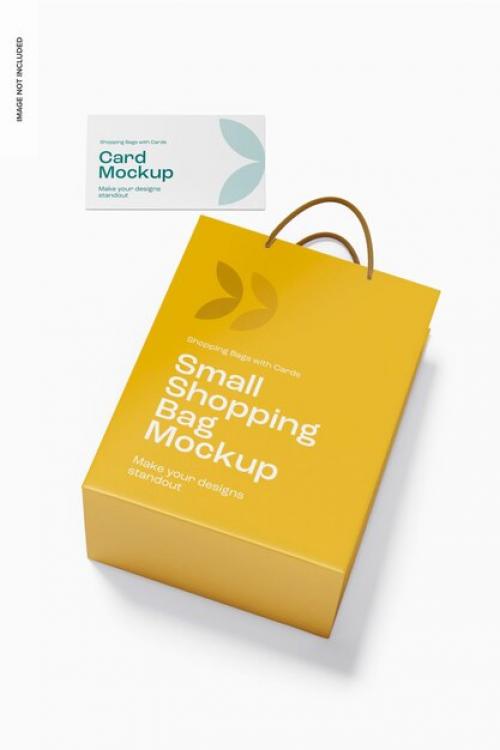 Small Shopping Bag With Gift Card Mockup, Dropped