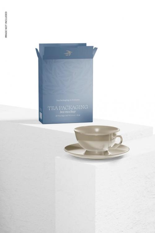 Tea Packaging Box Mockup, Left View