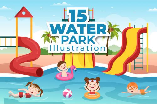 Deeezy - 15 Water Park Cartoon Illustration