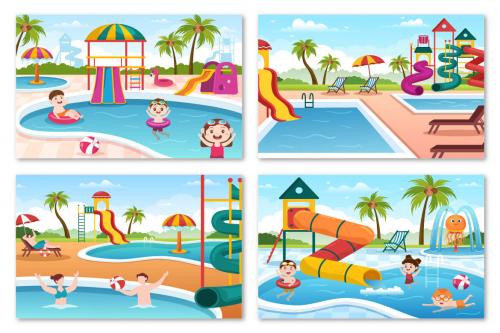 Deeezy - 15 Water Park Cartoon Illustration