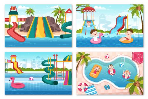 Deeezy - 15 Water Park Cartoon Illustration