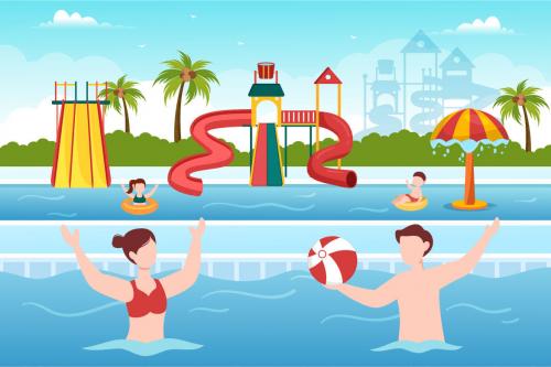 Deeezy - 15 Water Park Cartoon Illustration