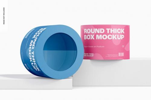 Round Thick Boxes Mockup