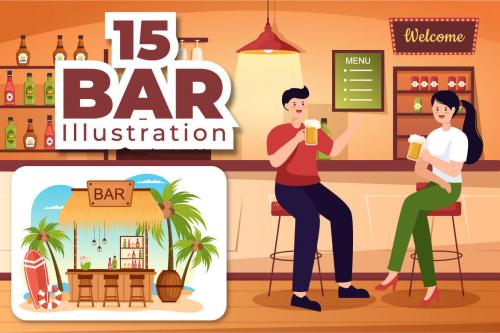 Deeezy - 15 Bar or Pub Cartoon Illustration